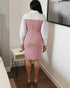 Single Breasted Decor Turn-down Collar Tweed Spliced 2 In 1 Midi Dress Zipper Back Slit Slim Fit Commuting Dress red