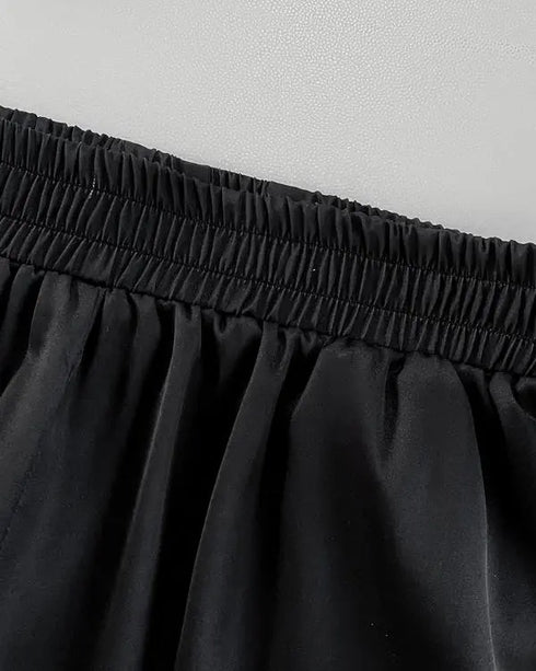 2 Pieces Outfit Baroque Print Batwing Sleeve Loose Top and Casual Elastic Waist Straight Leg Pants Set black