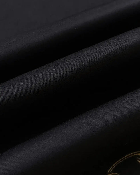 2 Pieces Outfit Baroque Print Batwing Sleeve Loose Top and Casual Elastic Waist Straight Leg Pants Set black