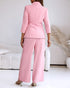 2 Pieces Outfit Overlap Shawl Collar Lace-up Side Cinched Waist Coat and Elastic Back Waist Wide Leg Pants Set Casual Blazer Set pink
