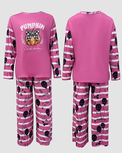 2 Pieces Outfit Christmas Cute Cartoon Reindeer Placement Print Long Sleeve Top and Elastic Waist Pants Set Causal Snowflake Print Pajamas Set hot pink