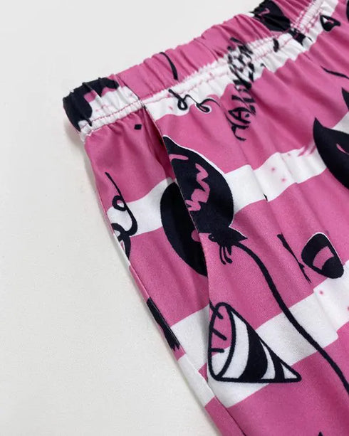 2 Pieces Outfit Letter Placement Print Long Sleeve Drop Shoulder Top and Ombre Loose Fit Pants Set Casual Pajamas Set hot pink