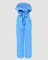 Bandeau Sleeveless Tied Detail Ruffles Romper blue