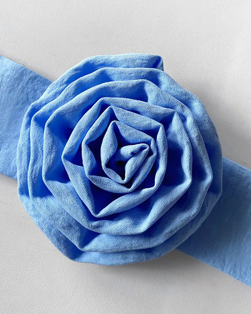 Bandeau Sleeveless Tied Detail Ruffles Romper blue