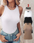 3-Pack Knit Round Neck Thick Strap Racerback Tank Tops(Without Pads) style1
