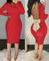 Rhinestone Decor Cold Shoulder Glitter Bodycon Dress red
