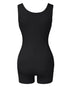 Ribbed U-Neck Yoga Romper Workout One Piece Seamless Tank Top Jumpsuit black