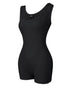 Ribbed U-Neck Yoga Romper Workout One Piece Seamless Tank Top Jumpsuit black