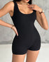 Ribbed U-Neck Yoga Romper Workout One Piece Seamless Tank Top Jumpsuit black