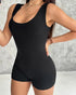 Ribbed U-Neck Yoga Romper Workout One Piece Seamless Tank Top Jumpsuit black