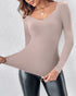 ChicMe ContourX V Neck Shapewear Seamless Tank High Strechy Long Sleeve Slim Fit Tops champagne