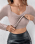 ChicMe ContourX V Neck Shapewear Seamless Tank High Strechy Long Sleeve Slim Fit Tops champagne