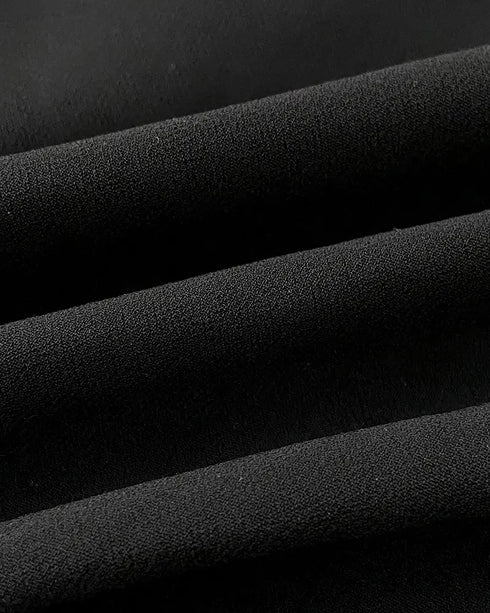 2 Pieces Outfit Keyhole Neck Bell Sleeve Top Layered Dress black