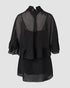 2 Pieces Outfit Keyhole Neck Bell Sleeve Top Layered Dress black