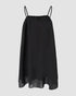 2 Pieces Outfit Keyhole Neck Bell Sleeve Top Layered Dress black