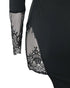 Womens One Shoulder Lace Insert Slit Bodycon Dress Cocktail Partywear black