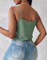Chain Decor Eyelet Embroidery Lace Patch Tank Top green
