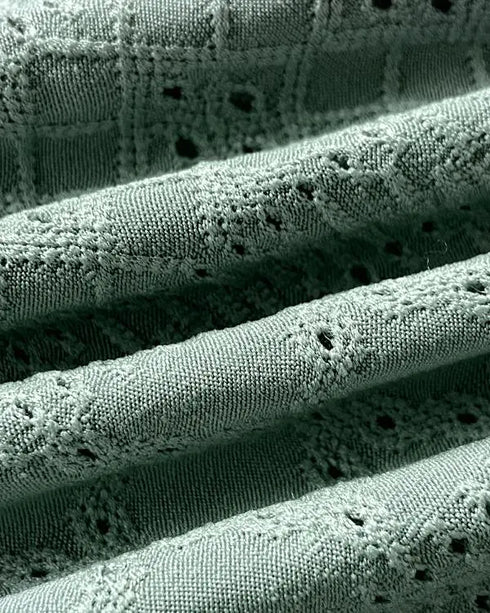 Chain Decor Eyelet Embroidery Lace Patch Tank Top green