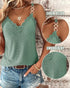Chain Decor Eyelet Embroidery Lace Patch Tank Top green