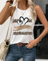 Leopard Print Heart Pattern Heart Sleeveless Tank Casual Loose Fit Top white