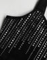 Rhinestone Thick Strap Ribbed Bodycon Dress Sexy Slim Fit Mini Dress black