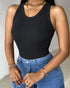 ChicMe Built-in Bra Ribbed Round Neck Tank Top black