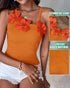 1PC Floral Pattern Beaded Decor Knit Tank Top Sleeveless Shirt orange