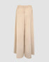 Skew Neck Lantern Sleeve Loose Top & Zipper Fly Wide Leg Pants Set without Belt Apricot