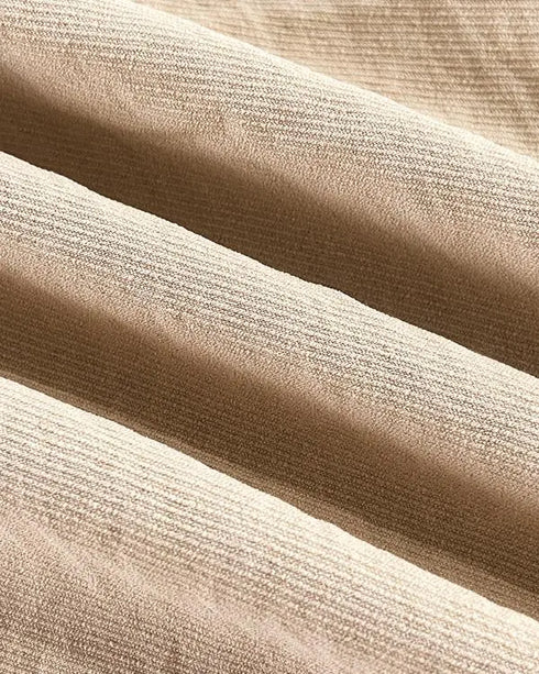 Skew Neck Lantern Sleeve Loose Top & Zipper Fly Wide Leg Pants Set without Belt Apricot