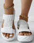 Braided Hollow Out Slippers Summer Sandals white