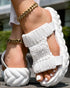 Braided Hollow Out Slippers Summer Sandals white