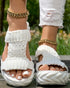 Braided Hollow Out Slippers Summer Sandals white