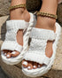 Braided Hollow Out Slippers Summer Sandals white