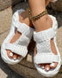 Braided Hollow Out Slippers Summer Sandals white