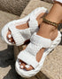 Braided Hollow Out Slippers Summer Sandals white