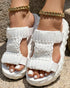 Braided Hollow Out Slippers Summer Sandals white