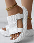 Braided Hollow Out Slippers Summer Sandals white