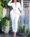 Plunge Layered Ruffles Top & Pencil Pant Sets white