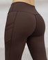 Winter Warm High Waisted Workout Athletic Leggings Tummy Control Butt Lifting Ultra Soft Thermal Lined Yoga Pants Women's Sportswear with Stacked Slit Pockets On Side brown