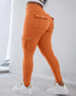 Camouflage Print High Waist Skinny Leggings with Cargo Flap Pockets Casual Pants orange