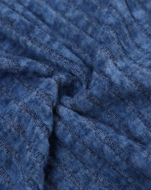 Chevron Pattern V-Neck Chain Decor Pocket Design Mini Dress blue