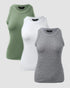 3-Pack Knit Round Neck Thick Strap Racerback Tank Tops(Without Pads) style9