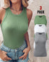 3-Pack Knit Round Neck Thick Strap Racerback Tank Tops(Without Pads) style9