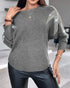 Pullover Knit Sweaters Crewneck Batwing Sleeve Rhinestone Star Pattern Top gray