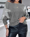 Pullover Knit Sweaters Crewneck Batwing Sleeve Rhinestone Star Pattern Top gray