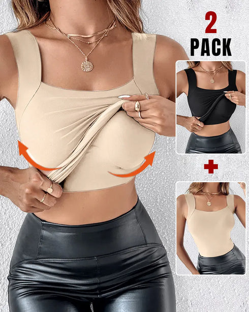 U-Neck Sleeveless Tank Seamless Skinny Layering Top with Built-In Bra style5