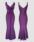 Satin Sleeveless Hollow-out Twist Front Evening Dress Tied Detail Backless Zipper Back Mermaid Hem Dress purple