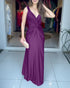 Satin Sleeveless Hollow-out Twist Front Evening Dress Tied Detail Backless Zipper Back Mermaid Hem Dress purple