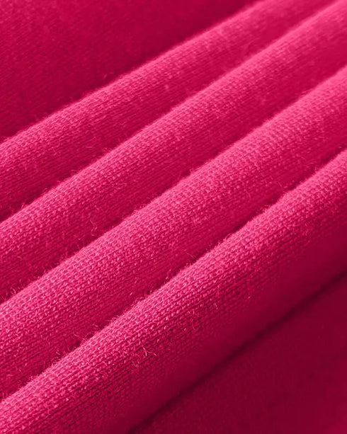 3D Flower Decor Round Neck Puff Sleeve Bodycon Dress Casual Ruched Slit Zipper Back Work Dress hot pink