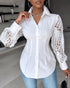 Lantern Sleeve Eyelet Embroidery Top white